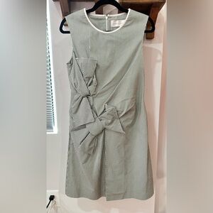 NWOT Victoria Beckham Double Knot Green White Sleeveless Dress Size 4